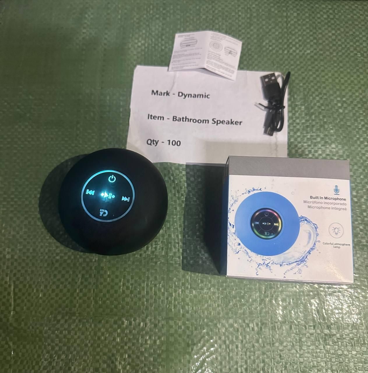 Large Suction Cup Waterproof Bluetooth Speaker with LED Lights