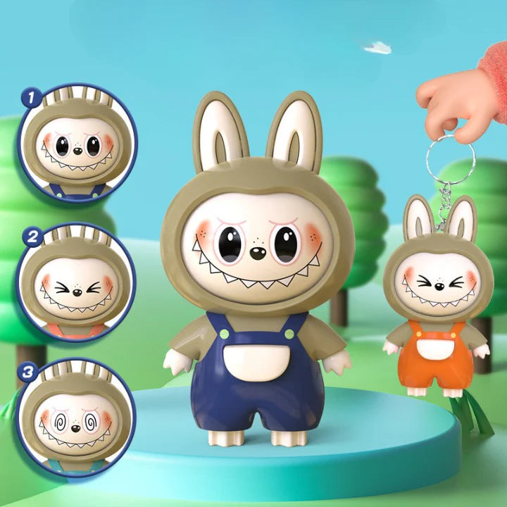 4-in-1 Face-Changing Labubu Keychain