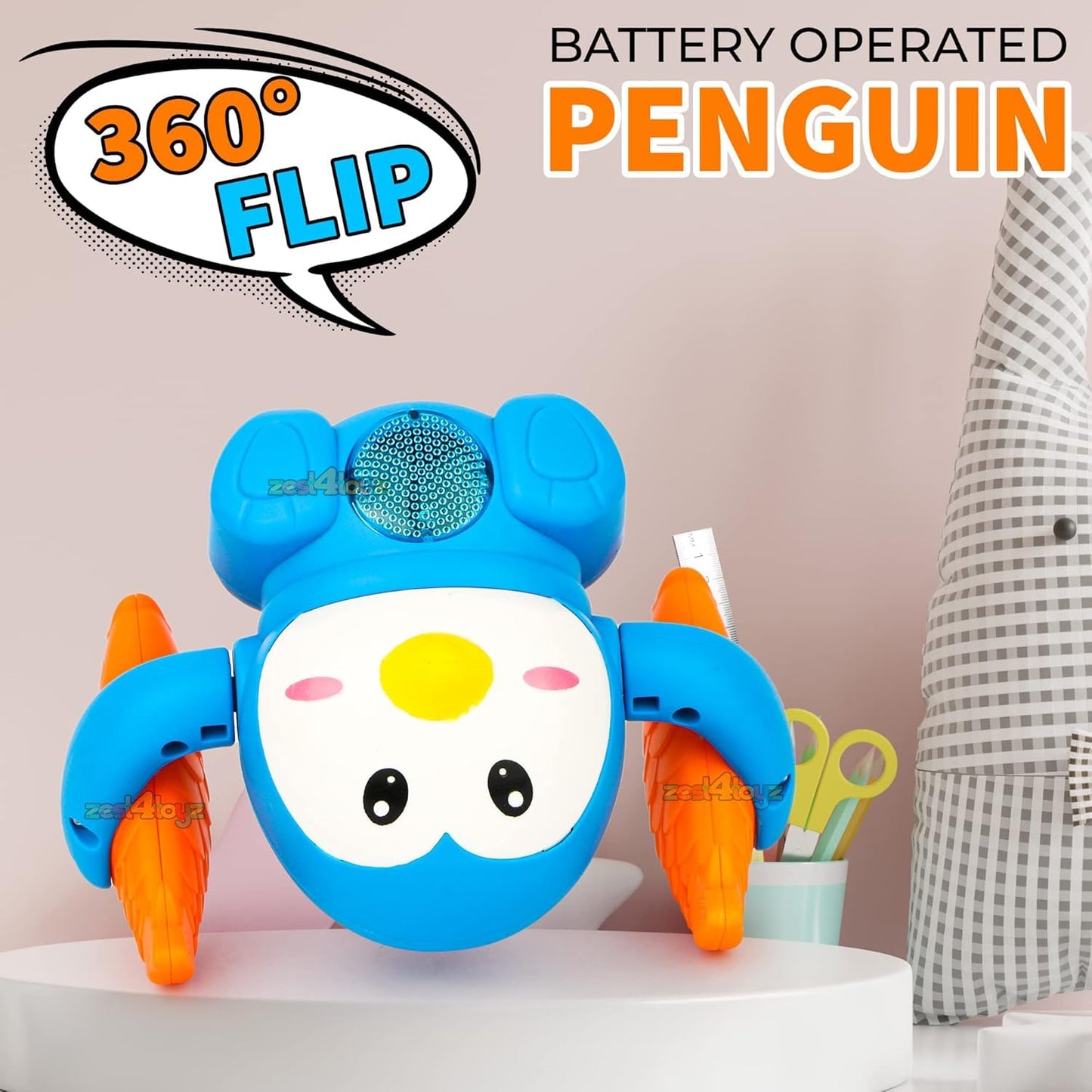 Tumbling Penguin Electric Musical Battery Operated Toys with Light and Music for Kids