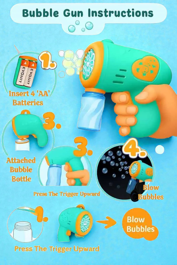 15-Hole Automatic Bubble Gun Toy with LED Light