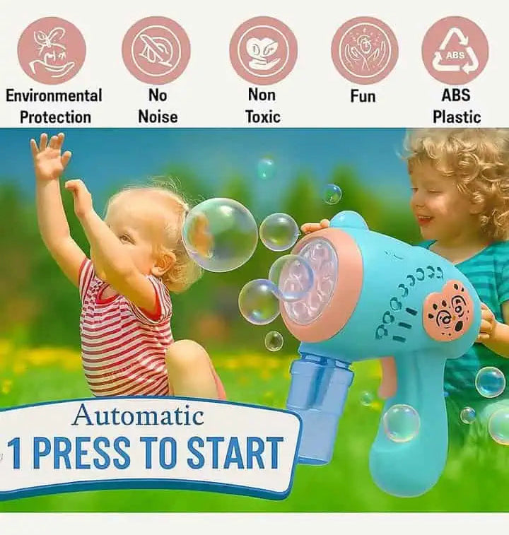 15-Hole Automatic Bubble Gun Toy with LED Light