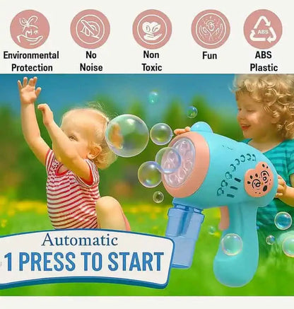 15-Hole Automatic Bubble Gun Toy with LED Light