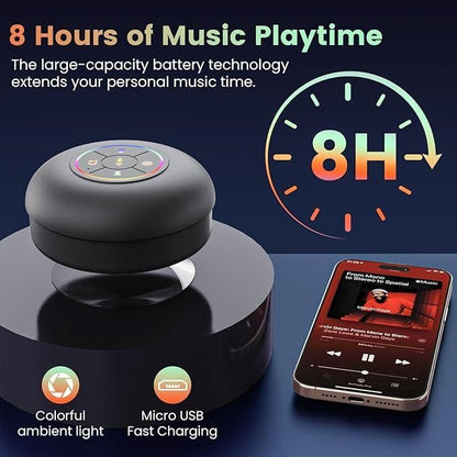 Large Suction Cup Waterproof Bluetooth Speaker with LED Lights