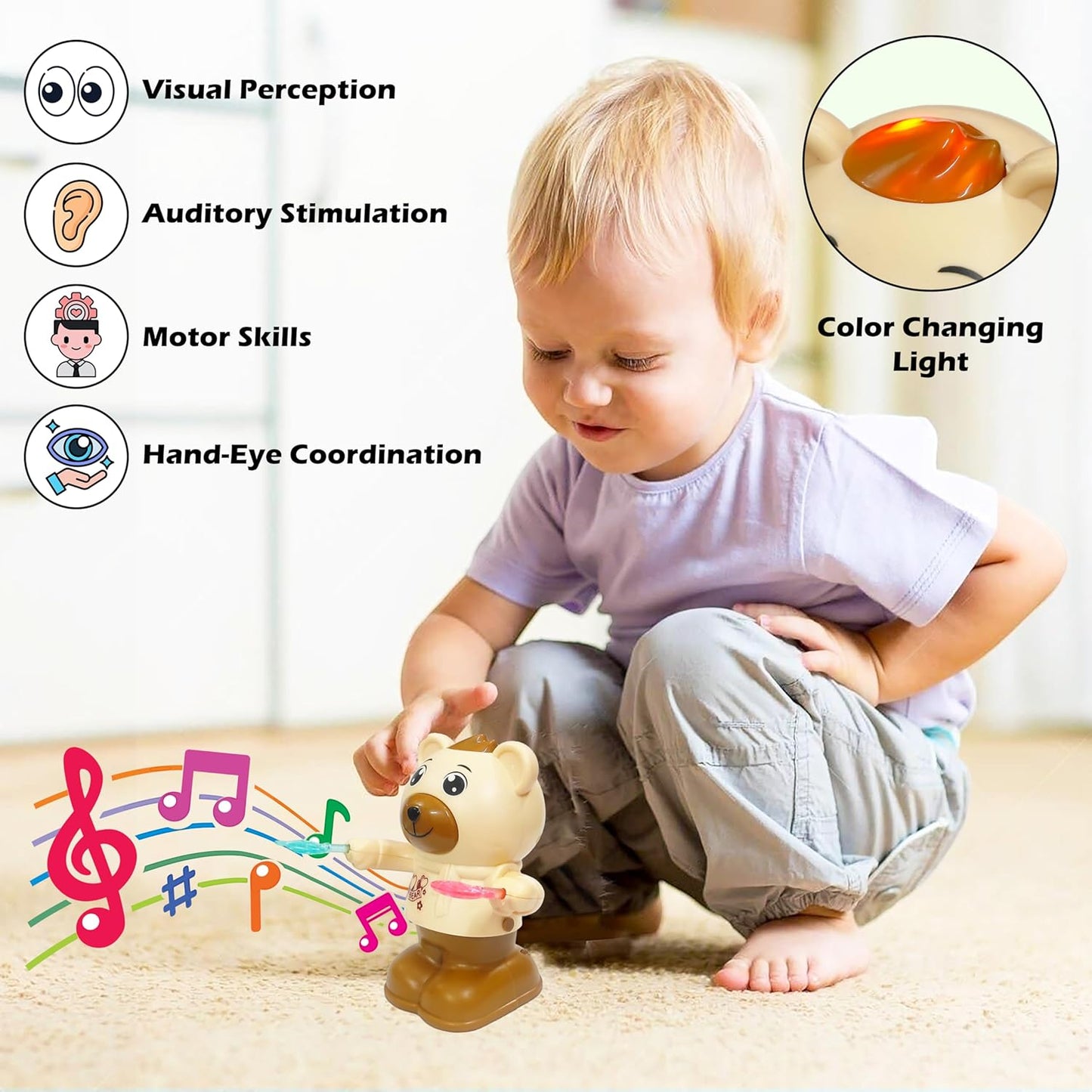 Dancing Tumbling Teddy Bear Toy for Kids with Lights and Music