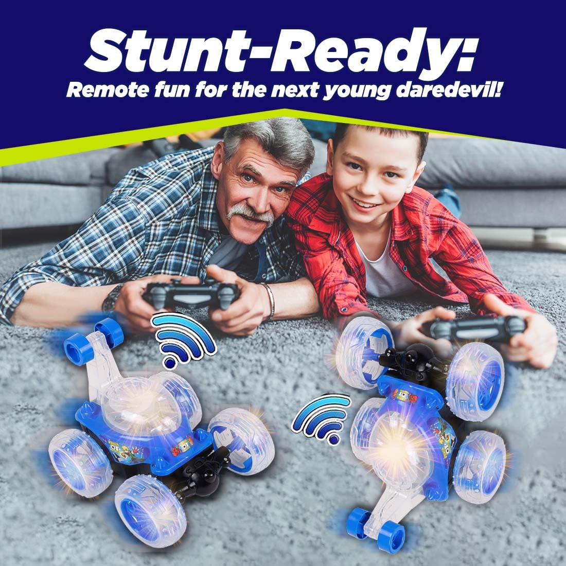 360° Rotating & Rolling Big Stunt Car Toy with USB Cable & Remote Controller