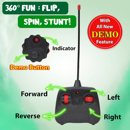 360° Rotating & Rolling Big Stunt Car Toy with USB Cable & Remote Controller