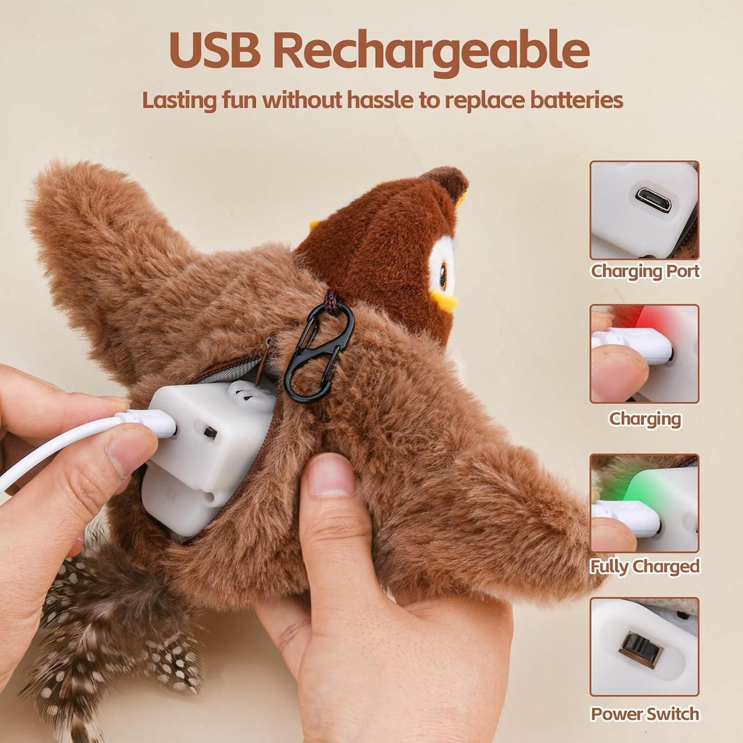 Flapping Cat Toy – Automatic Rechargeable Bird for Cats