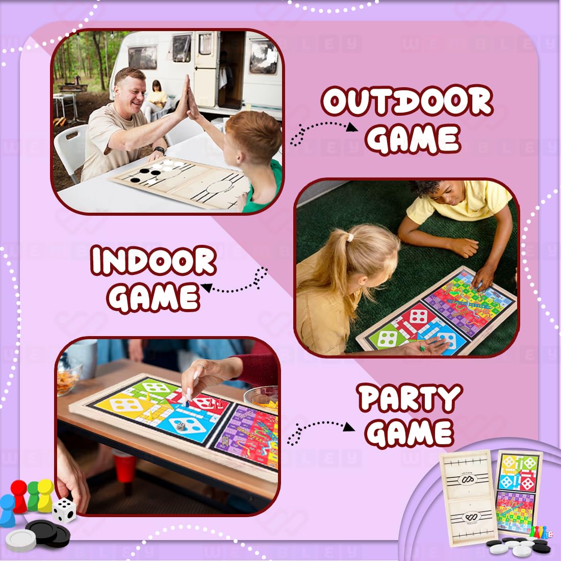 3-in-1 Fastest Finger First, Ludo and Snakes & Ladder Board Game