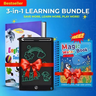 💥 3 in 1 LEARNING BUNDLE : English Word Book, Writing Tablet and Water Magic Book (Free)💥