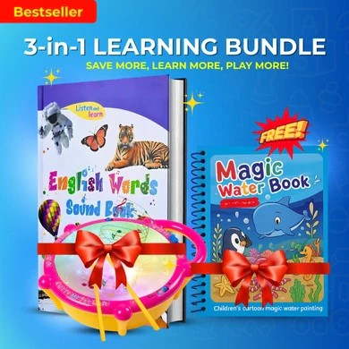 💥3 in 1 LEARNING BUNDLE : Flash Drum, English Word book and Water Magic Book (Free) 💥