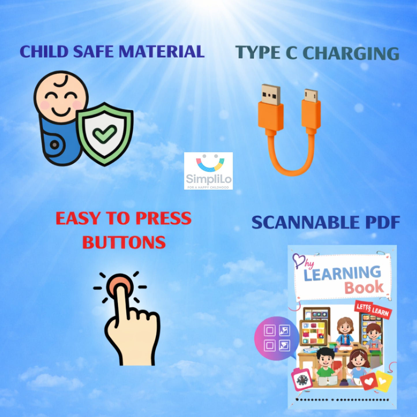 SimpliLo Screen-Free Educational Phone | Speaks 10 Languages | Type-C Rechargeable & Ultra-Lightweight