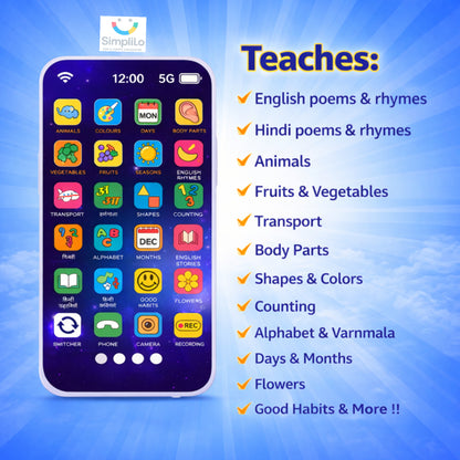 SimpliLo Screen-Free Educational Phone | Speaks 10 Languages | Type-C Rechargeable & Ultra-Lightweight